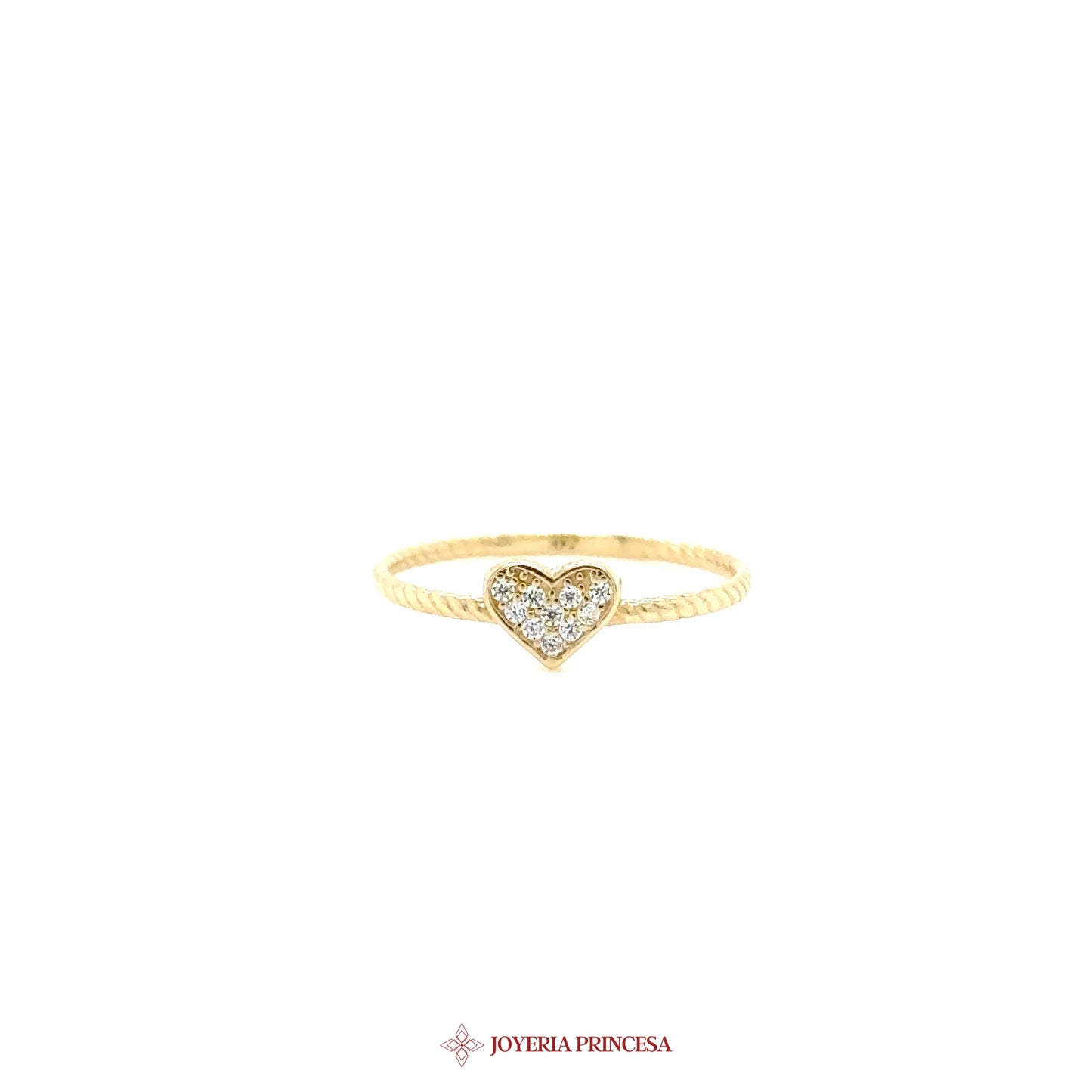 14K Heart Motif Ring with CZ Stones [UN-3268]