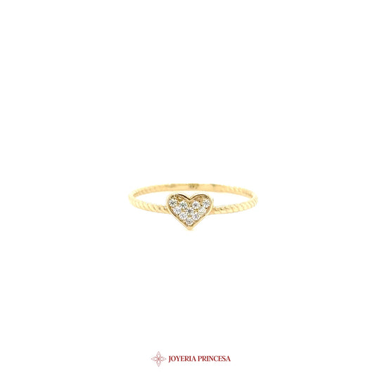 14K Heart Motif Ring with CZ Stones [UN-3268]