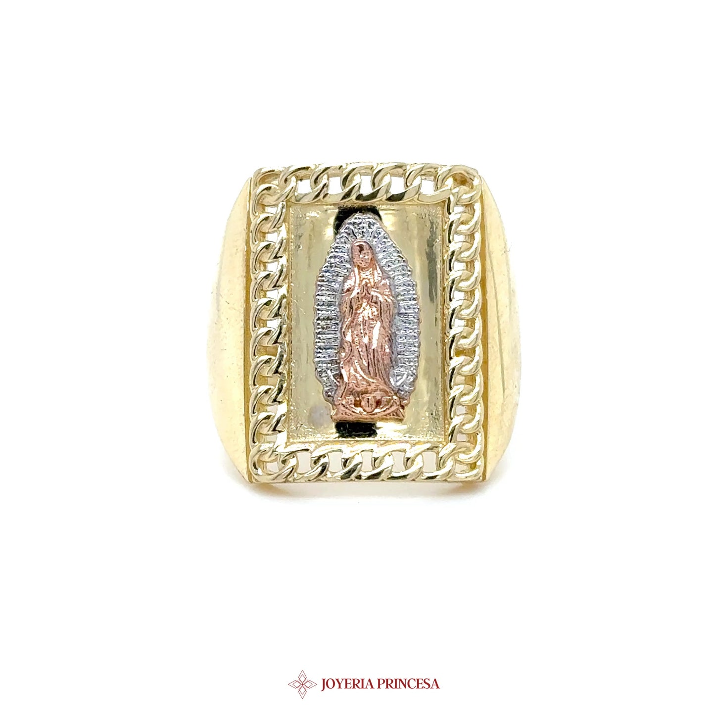 10K Virgen de Guadalupe Ring with Gold and Silver Motif