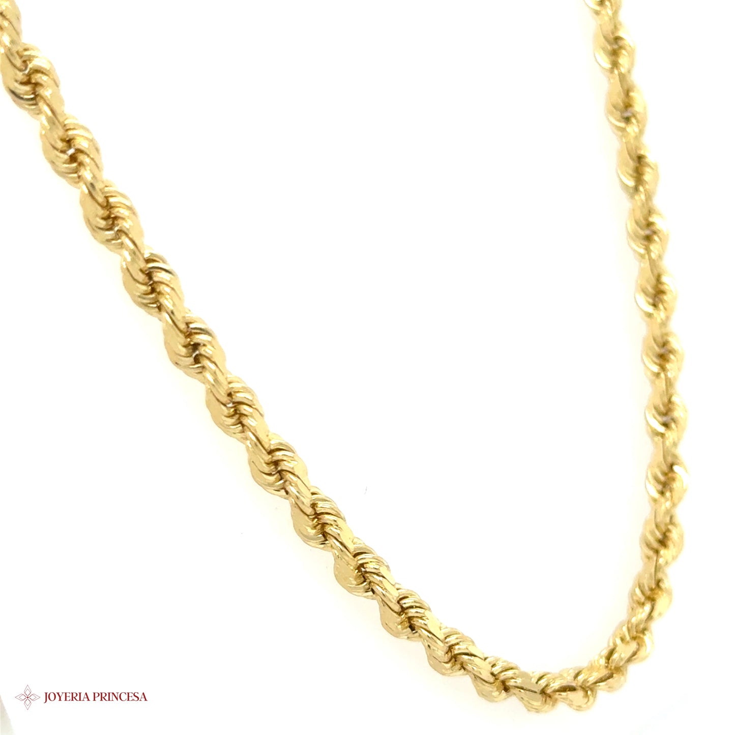 14K 24in 3.7mm Rope Necklace - Elegant Twisted Design in Gold
