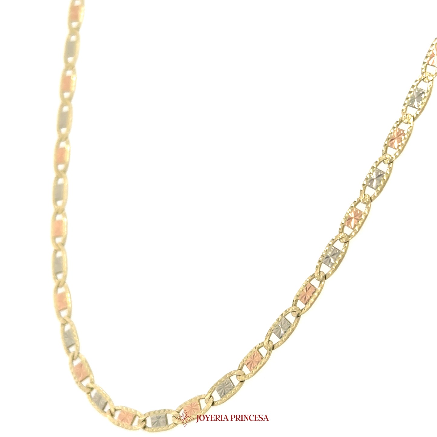 14K 16in 3.mm Tri-Color Chain Necklace for Quinceañera