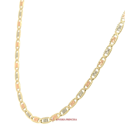 14K 16in 3.mm Tri-Color Chain Necklace for Quinceañera