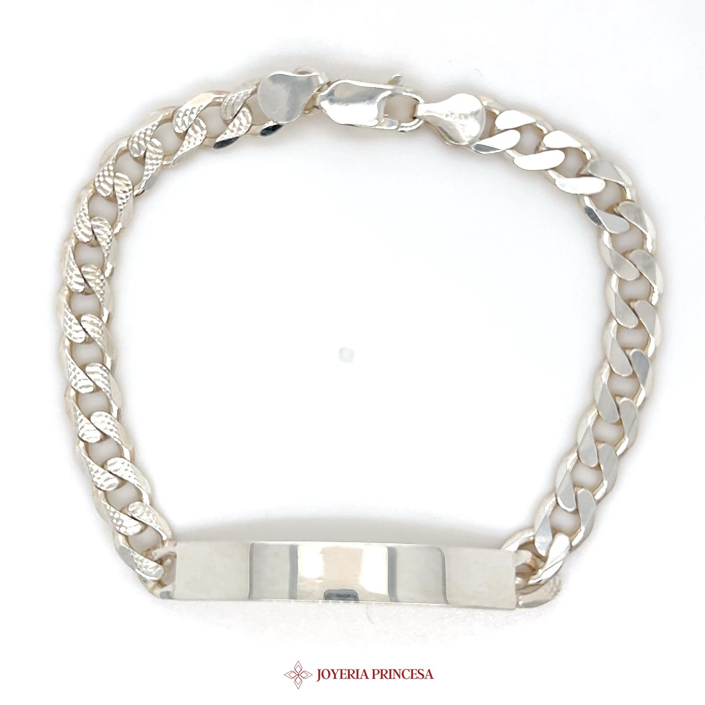Silver Bracelet - Classic Curb Chain with Polished Bar