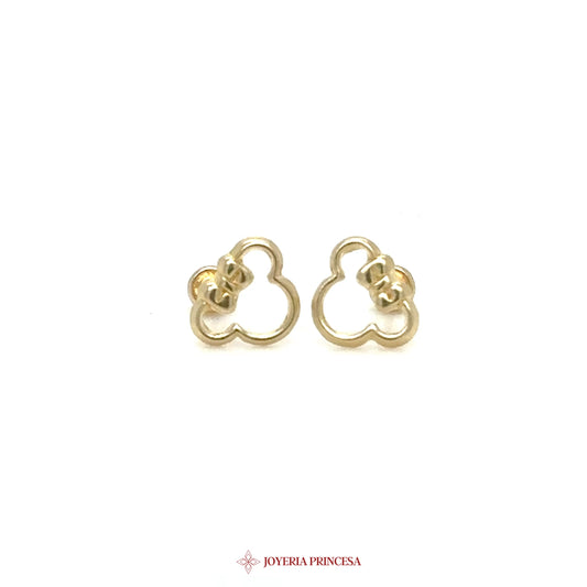 14K Gold Mouse with Bow Earrings