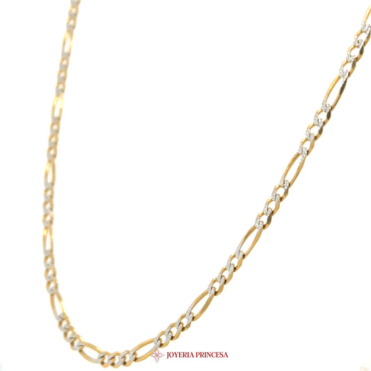 14K 22in 3mm Gold Figaro Necklace with Sparkling Accents