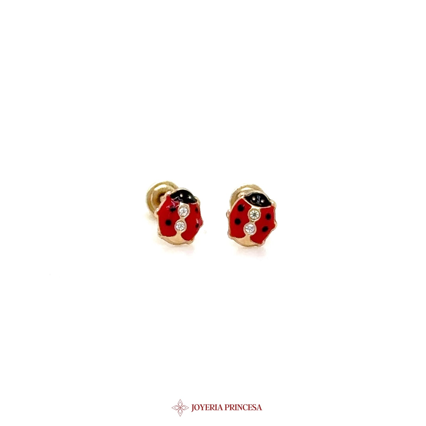 14K Ladybug Enamel Stud Earrings