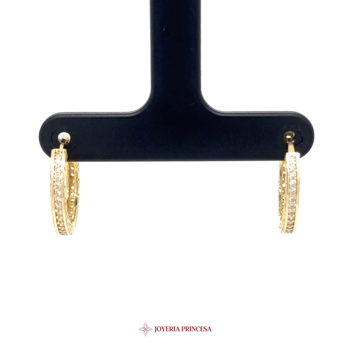 14K Gold Hoop Earrings with CZ Stones