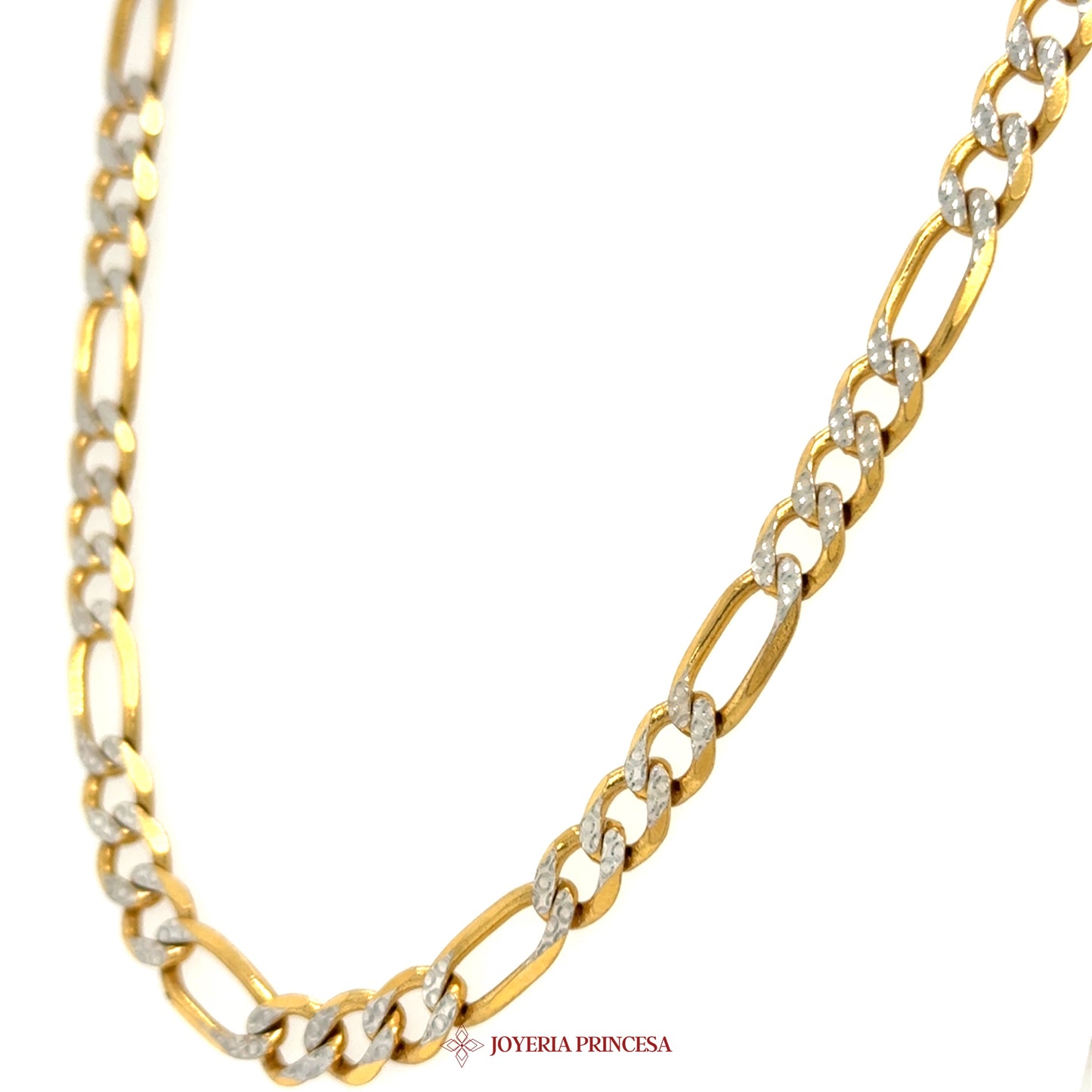 10K 24in 6.1mm Two-Tone Figaro Necklace with 10K Gold and DC Design