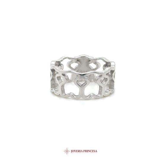 Silver Heart Motif Ring