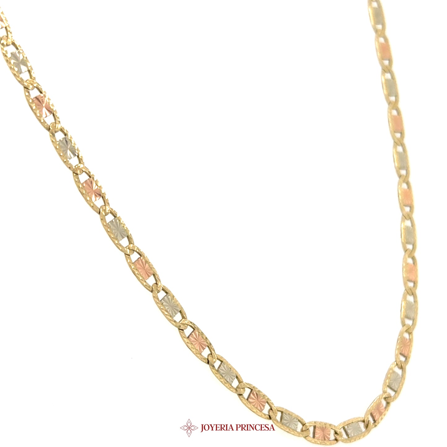 14K 24in 3.3mm Valentino Quinceañera Necklace with Mixed Color Motif