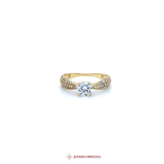 10K Yellow Gold Engagement Ring with CZ Center Stone