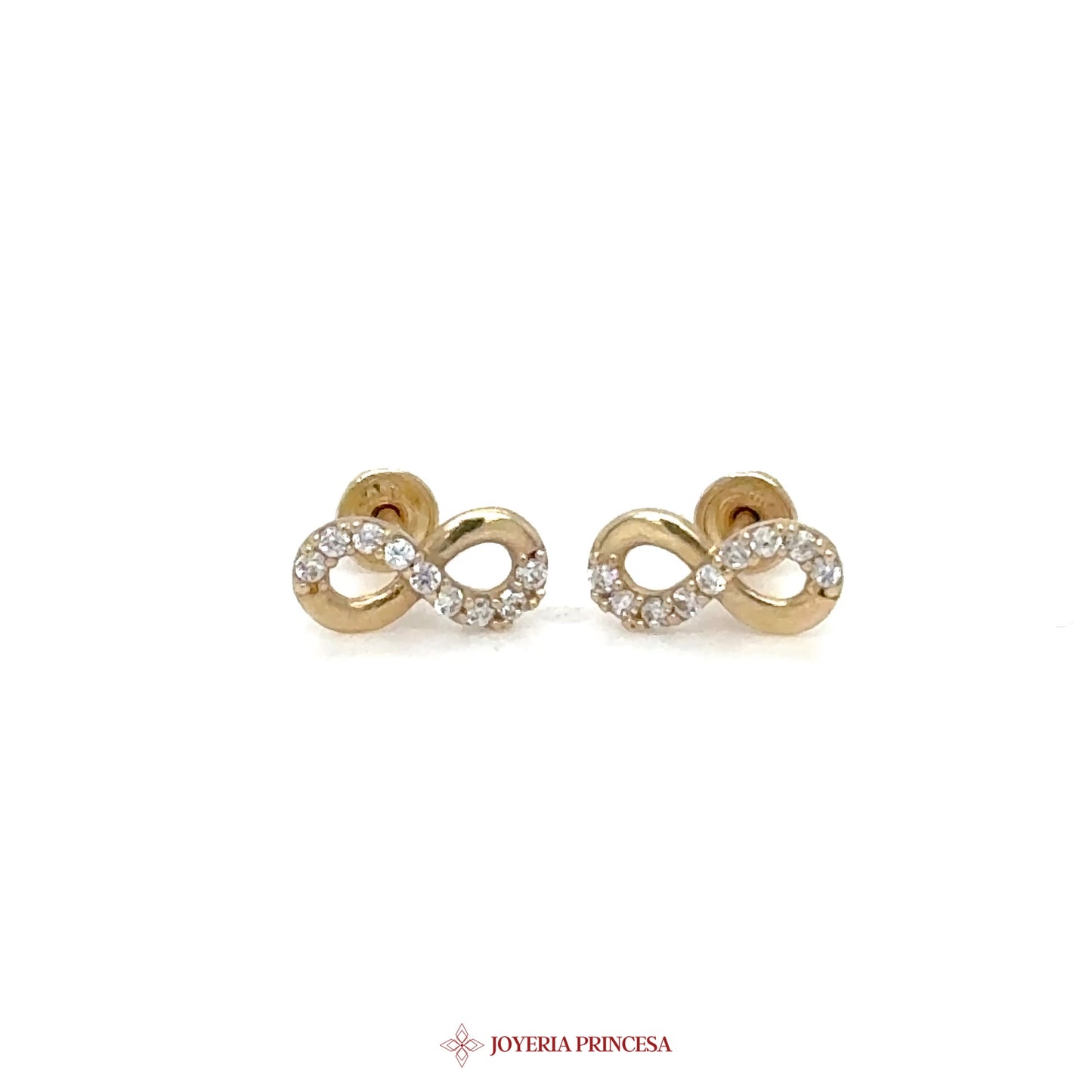 14K Gold Infinity Stud Earrings with CZ Stones (UN-2698)