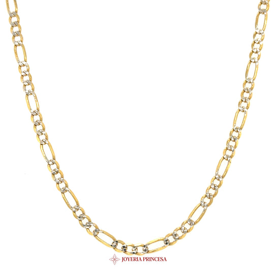 14K 22in 3.4mm Figaro Necklace with Elegant Links