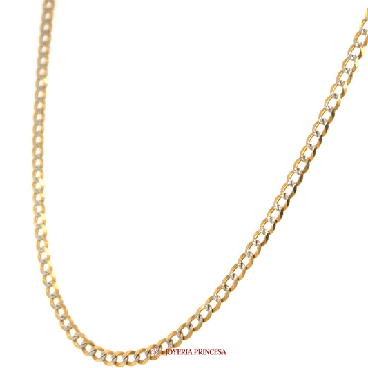 10K 24in 3.2 mm Two-Tone Curb Necklace 10K Gold