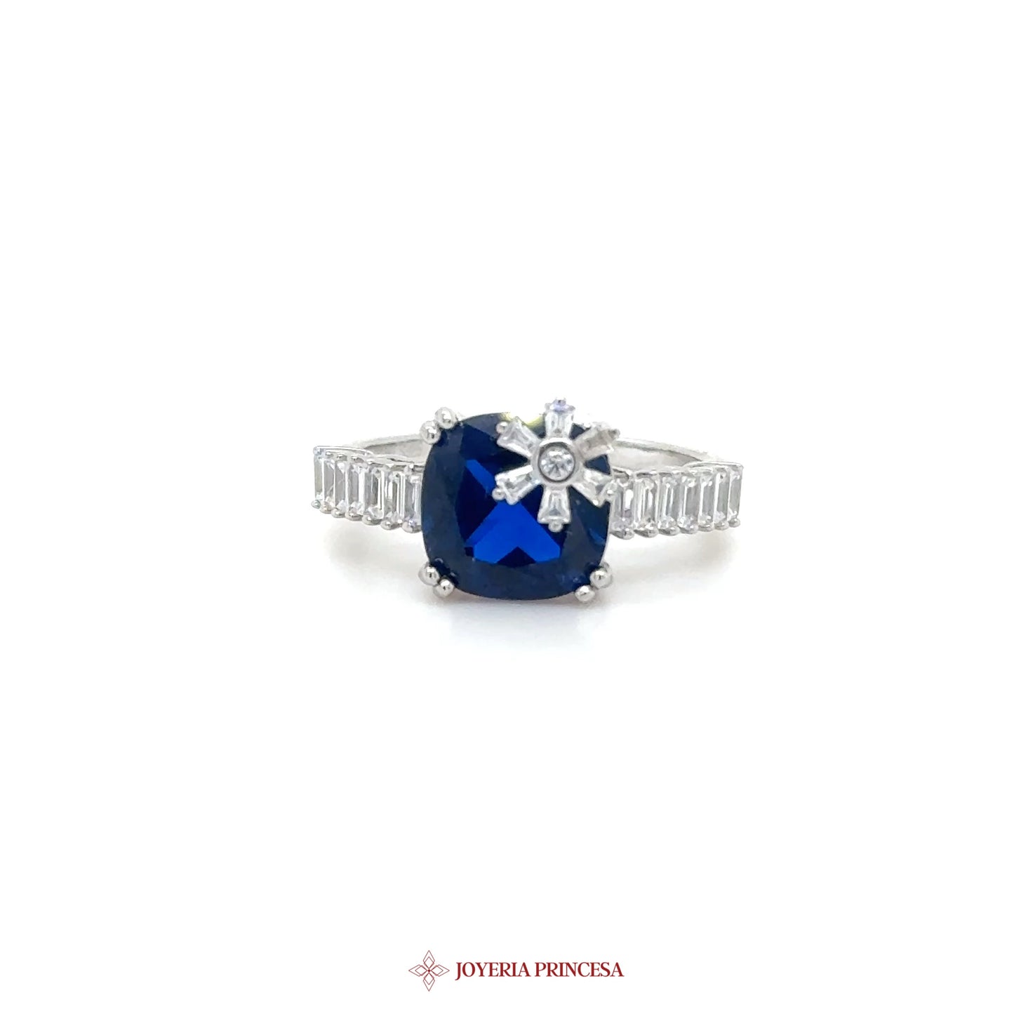 Silver Ring with Blue Stone and Star Motif