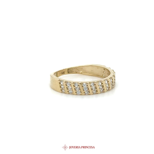 14K Gold Diamond-Style Band Ring with CZ Stones