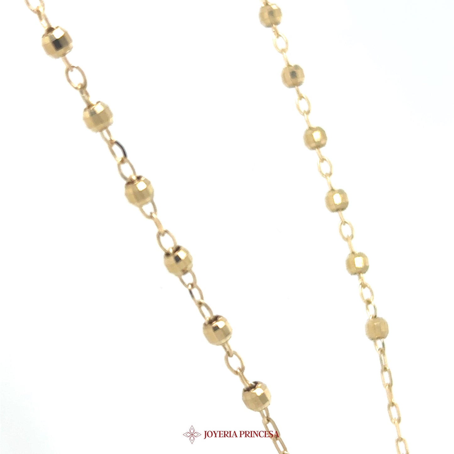 10K 22in 2.9mm Gold Rosary Necklace with Beaded Motif