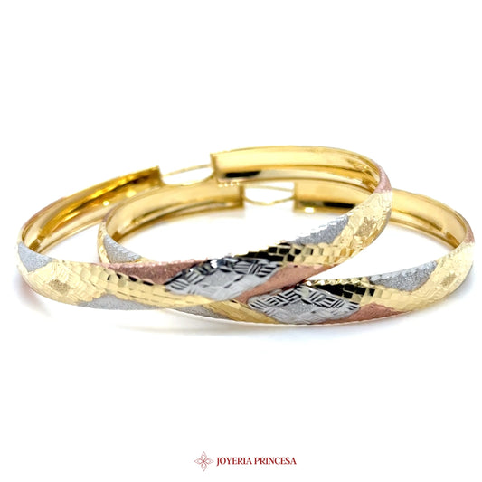 14K Gold and Silver Twisted Hoop Earrings