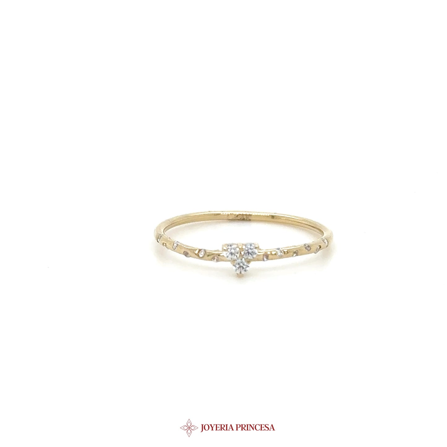 14K Gold Heart Motif Ring with Sparkling Stones