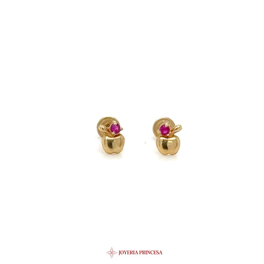 14K Gold Stud Earrings with Pink Stones