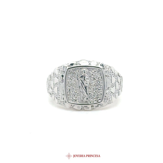 Silver San Judas Nugget Ring