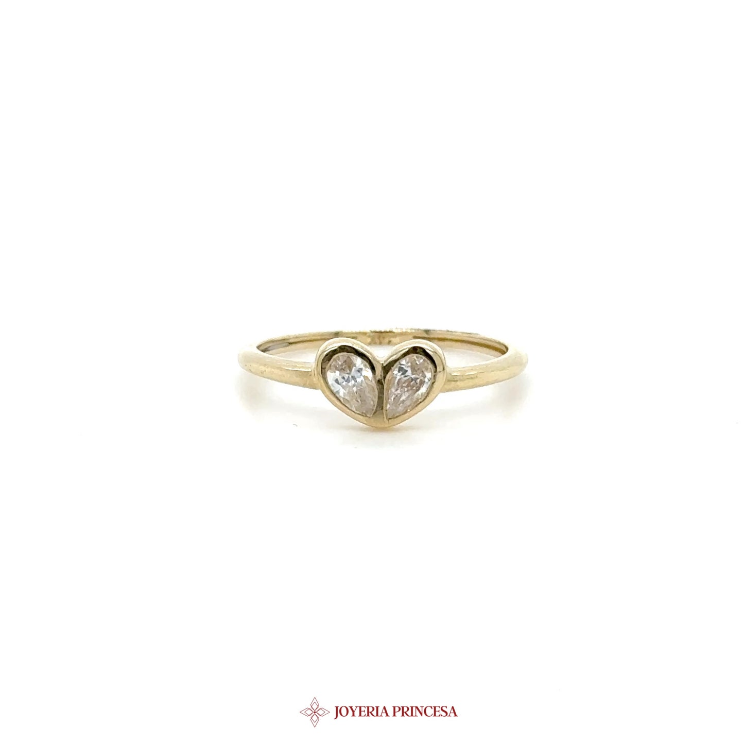 14K Heart Motif Ring with Simulated Stones