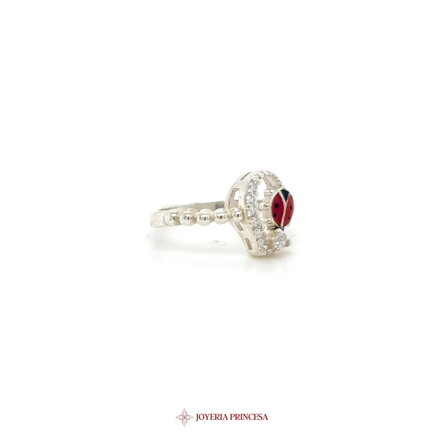 Kids Silver Ring with Red Heart Motif