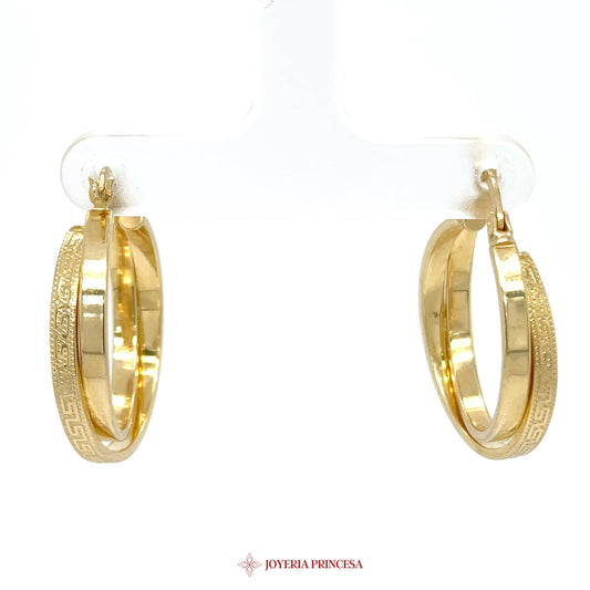 14K Gold Textured Hoop Earrings (UN-2557)
