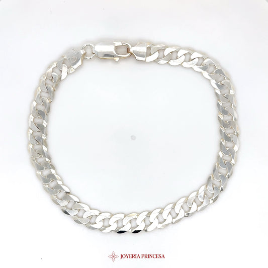 9in 7.6mm Silver Bracelet - Classic Curb Chain Design (UN-2828)