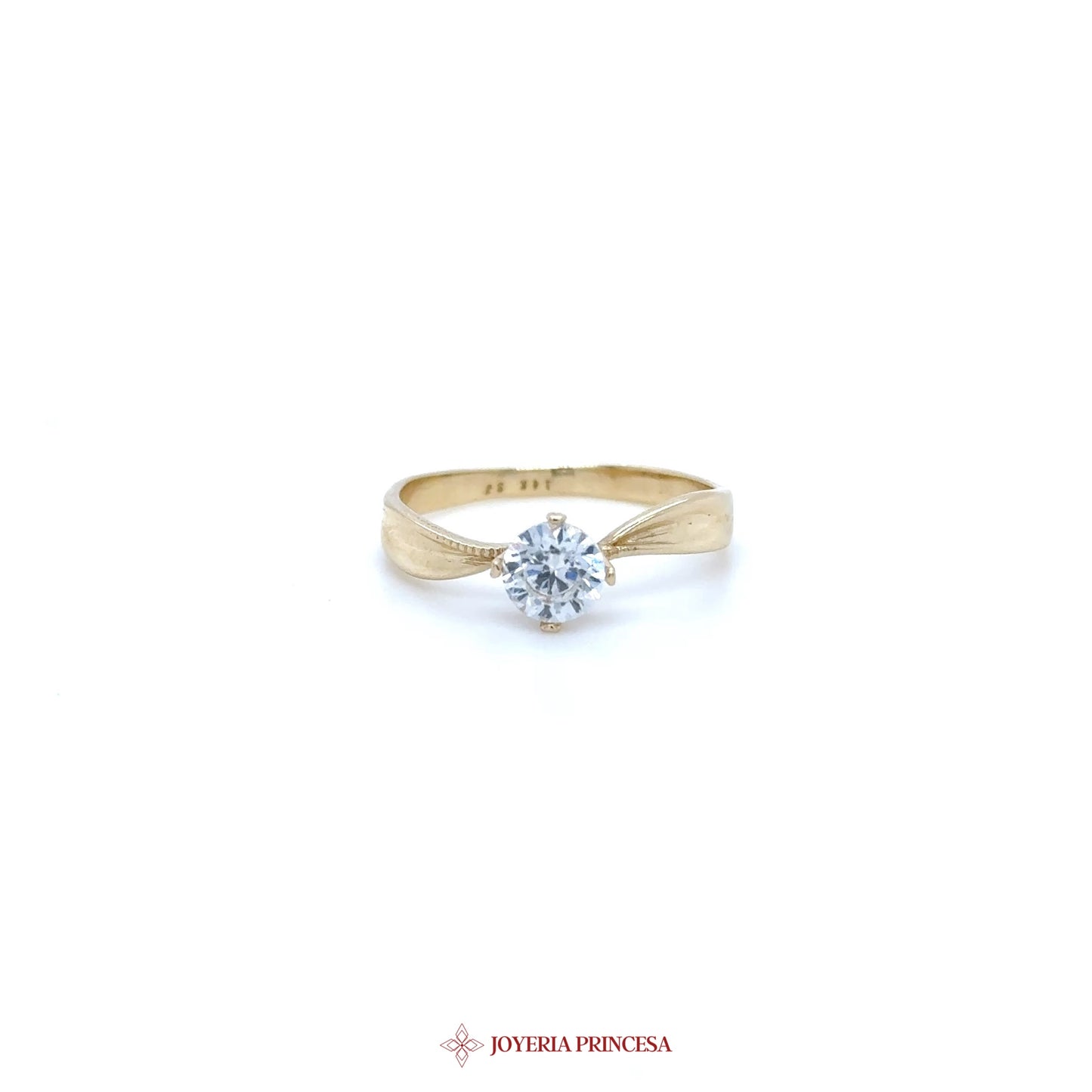 14K Gold Engagement Ring with Round CZ Center Stone