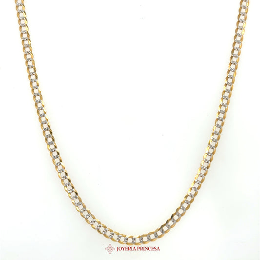 10K 22" 3.2mm Gold Necklace with White Gold Diamond-Cut Design