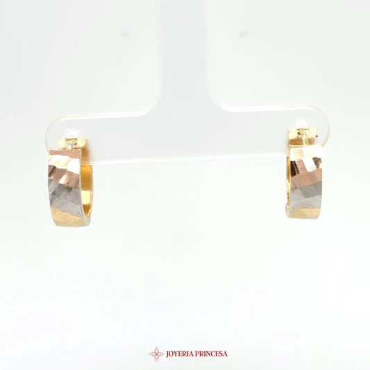 14K Gold Huggie Earrings with Faceted Design