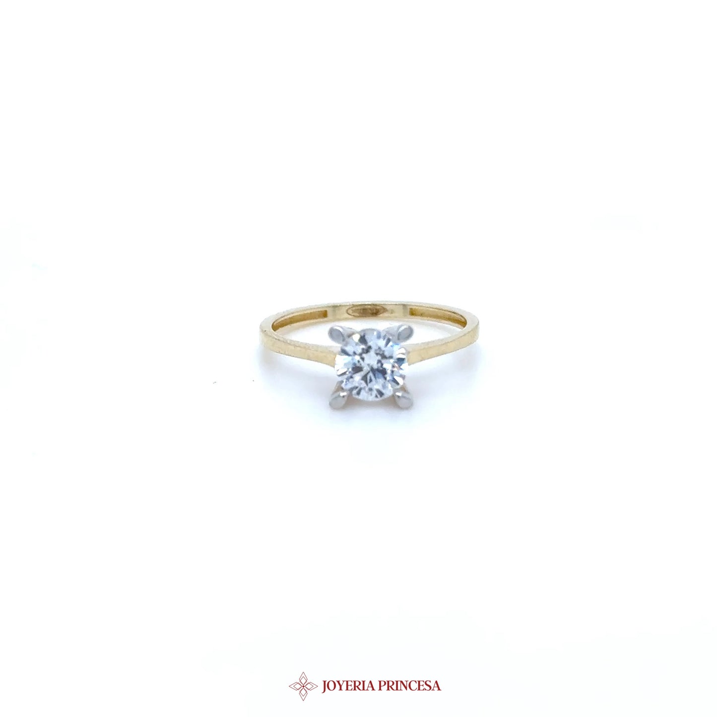 10K Engagement Ring with Princess Cut CZ Stone