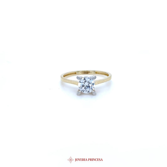 10K Engagement Ring with Princess Cut CZ Stone