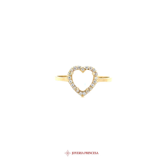 14K Heart-Shaped Ring with Simulated Diamonds [UN-3277]