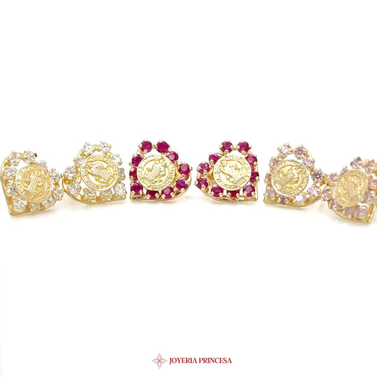 14K Gold Heart San Benito Earrings with CZ