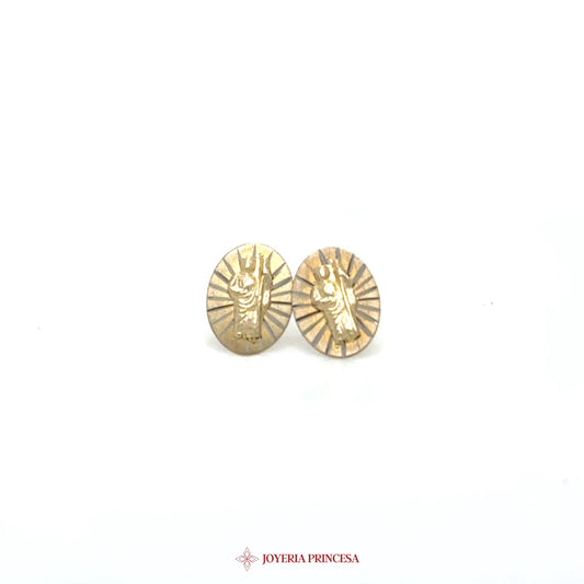 10K Gold Sunburst San Judas Earrings