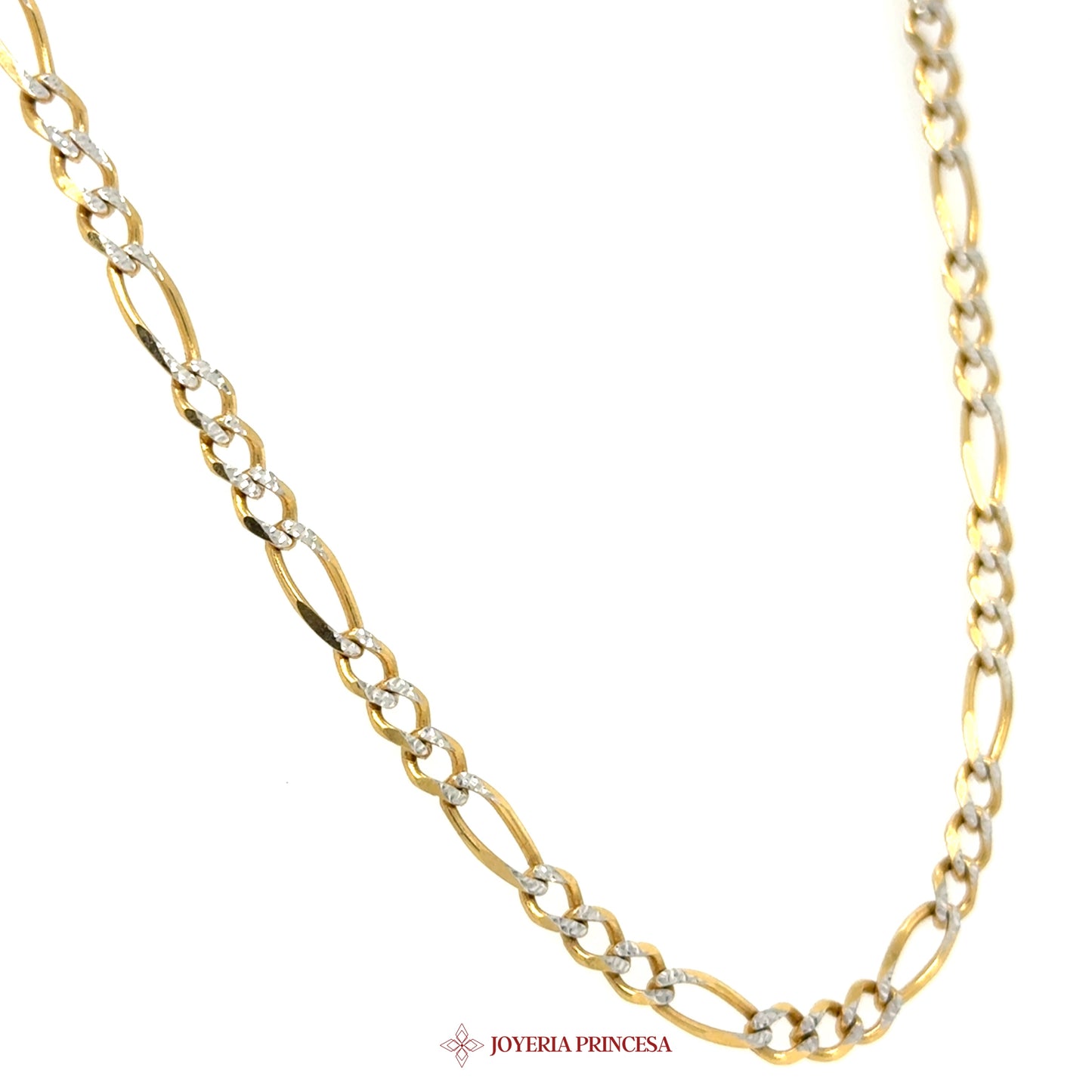 10K 18in 4.4mm Two-Tone Figaro Necklace with DC Motif
