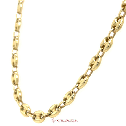 14K 22in 6.9mm Gold Link Necklace with Oval Motif