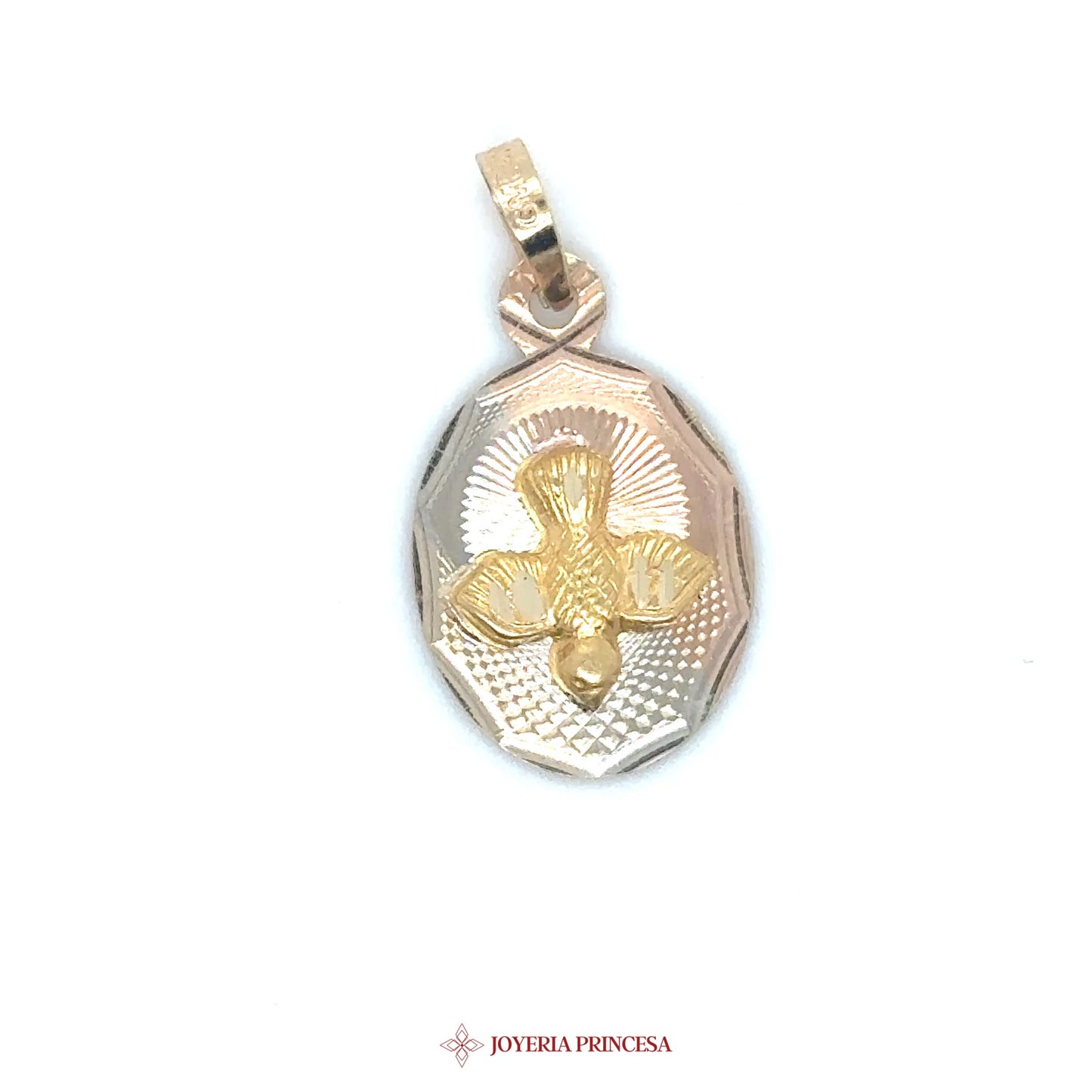 14K Gold Baptism Pendant with Dove Motif for Kids