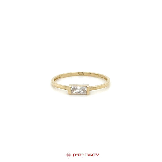 14K Gold Rectangle Stone Ring in Jewelry