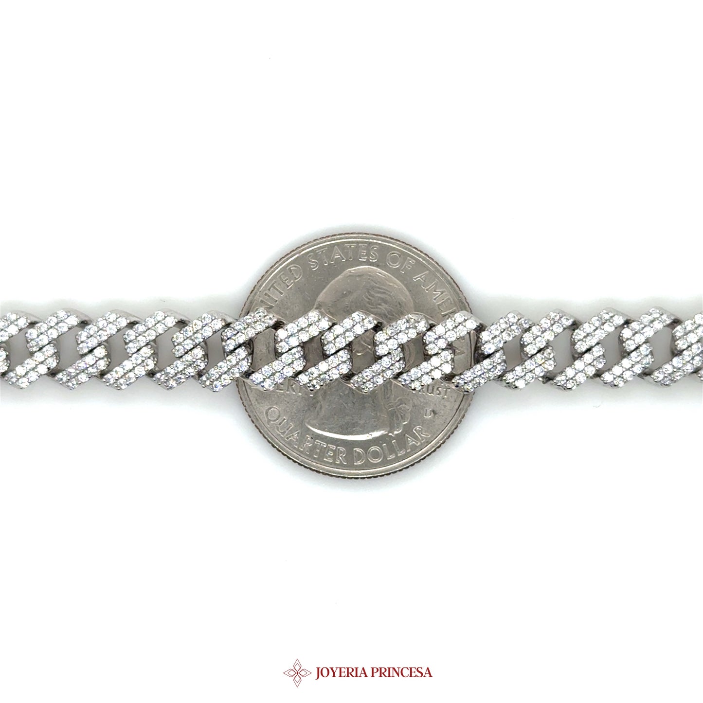 20inch 8mm Silver Cuban Chain with Woven Design