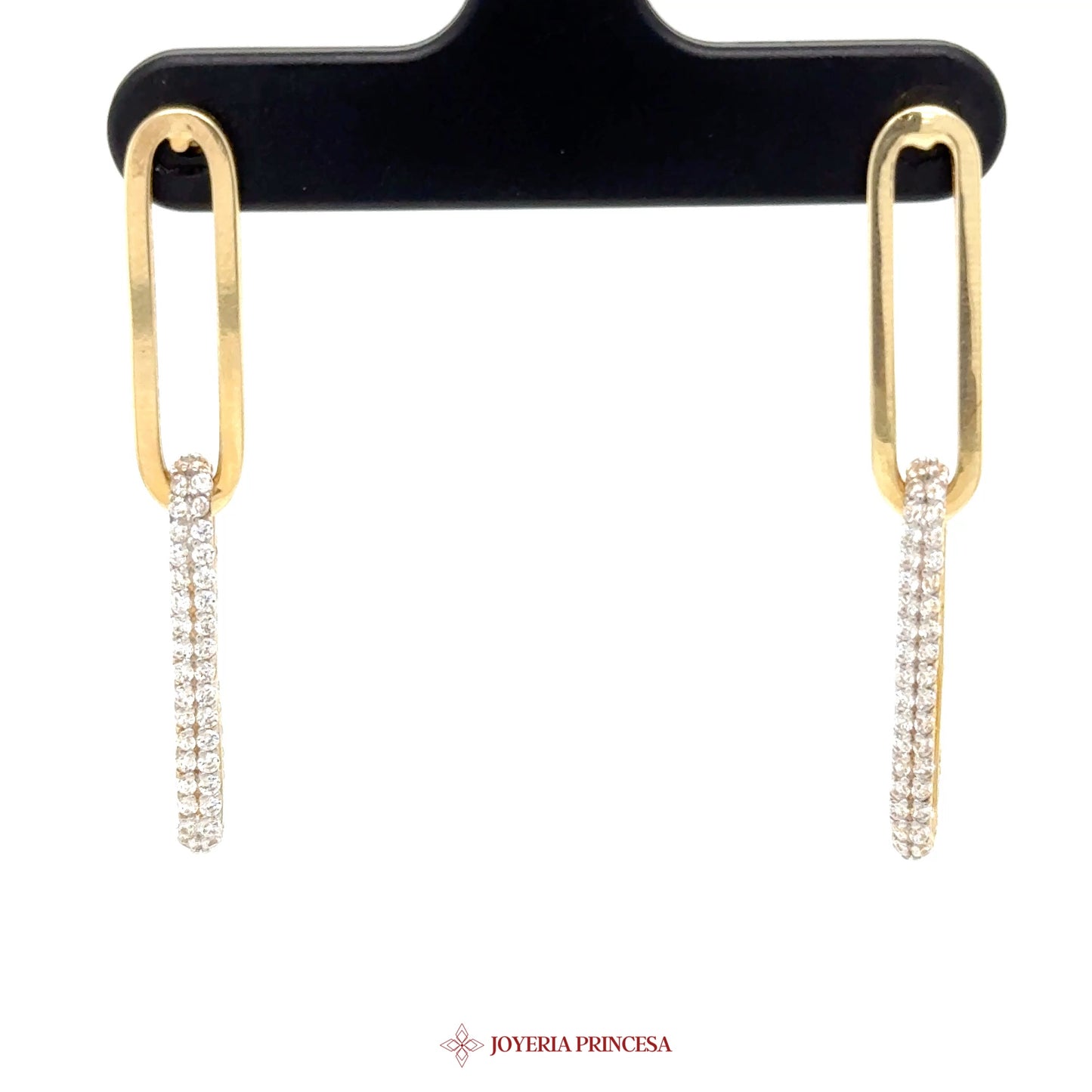 14K Gold Dangle Earrings with CZ Stones