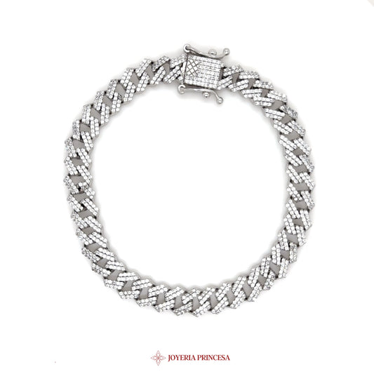 8in 8mm Cuban Curb Silver Bracelet