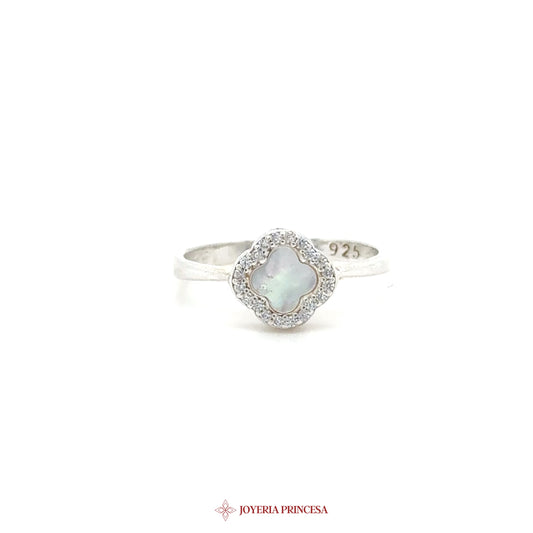 Silver Ring with Opal and CZ Accents