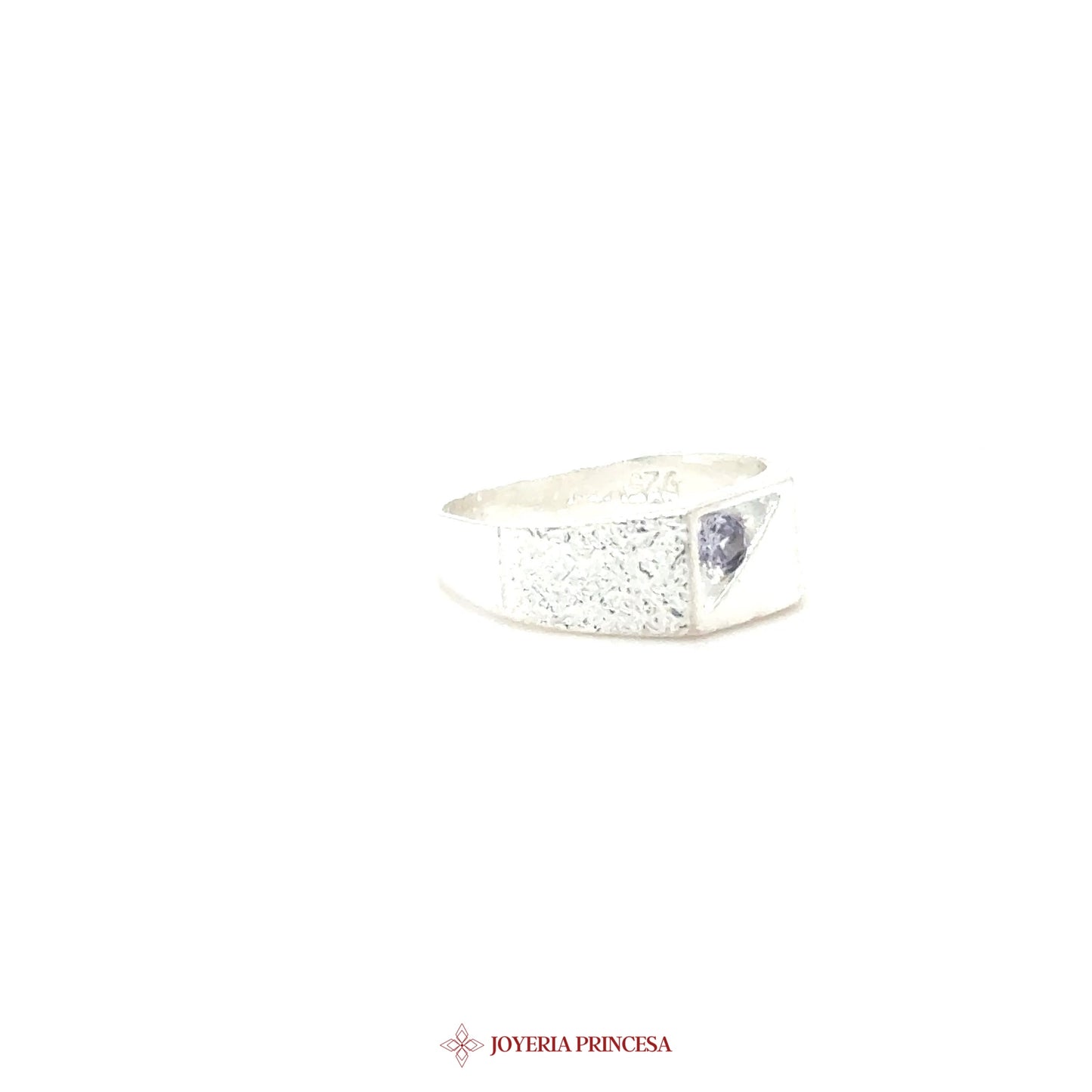 Silver Kids Ring with Heart Motif and Simulated Stone