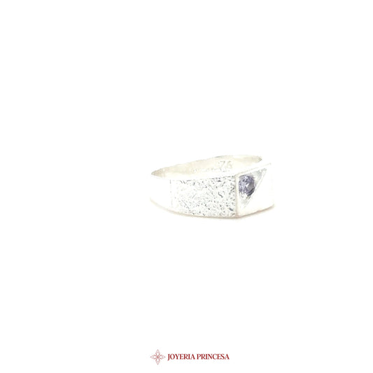 Silver Kids Ring with Heart Motif and Simulated Stone