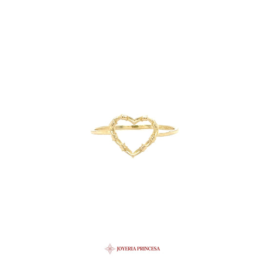 10K Heart-Shaped Ring with Textured Design