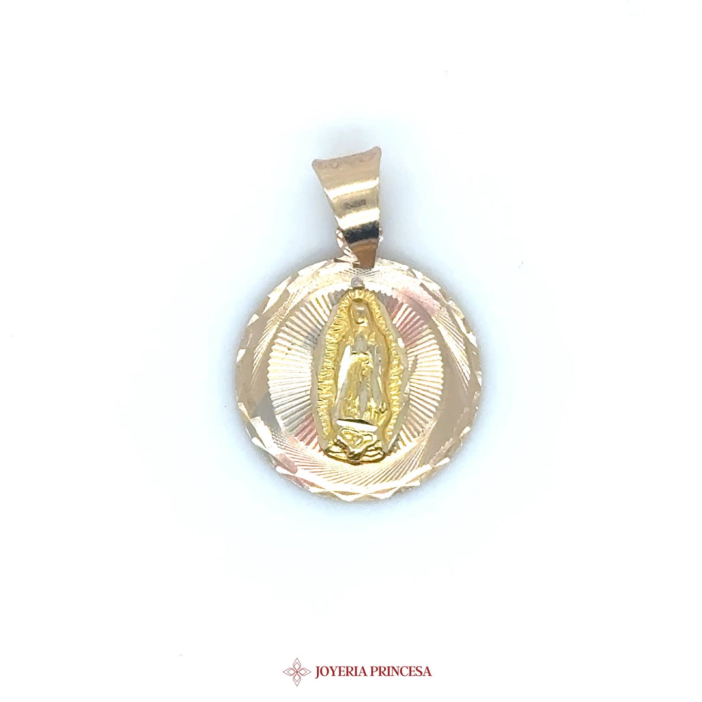 14K Virgen de Guadalupe Pendant with Textured Detailing