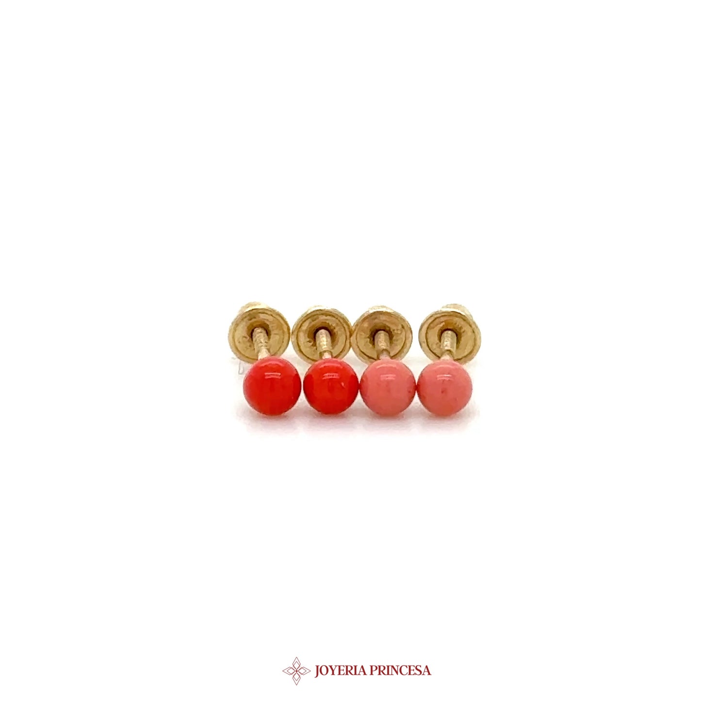 14K Coral and Pink Stud Earrings
